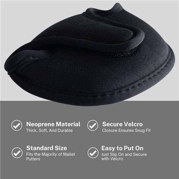 Black Golf Putter Headcover Standard Size Neoprene Club Head Cover Perfect - Picture 5 of 8